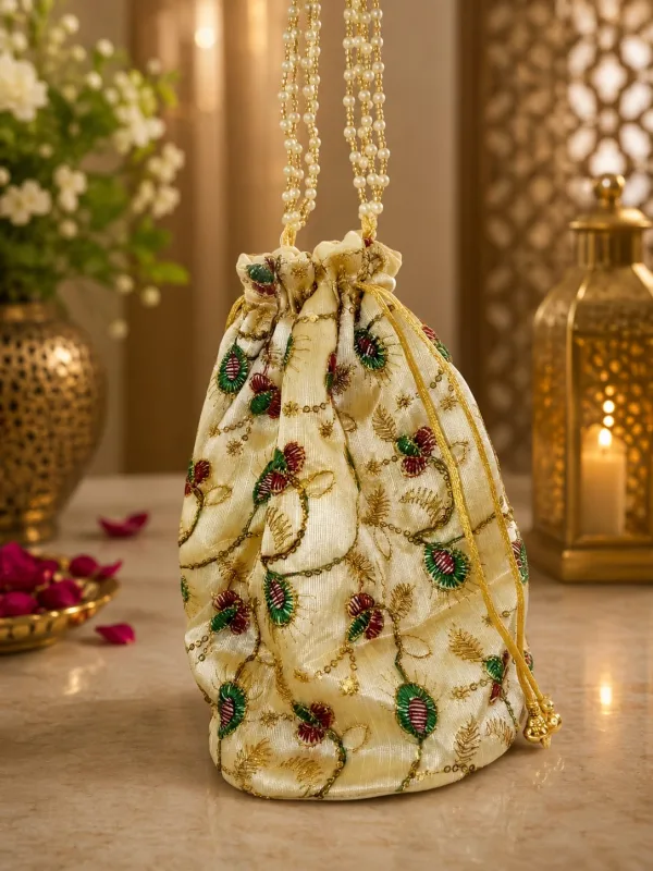Royal Ivory Floral Potli