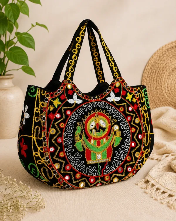 Divine Jagannath Embroidered Tote Bag for Women | Zuvinn
