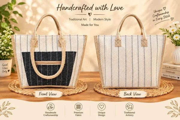 Artisan Jute Tote Bag with Modern Elegance